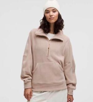 Lululemon Scuba Tumbled Fleece Funnel-Neck Half-Zip in Adaptive Pink